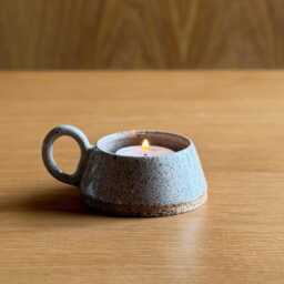 Handmade Tea-Light Candle Holder, White Ceramic Dish, Rustic Pottery Gift, Stoneware Ring Trinket Small Artisan Votive Holder - thumbnail 1