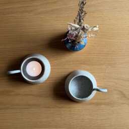 Handmade Tea-Light Candle Holder, White Ceramic Dish, Rustic Pottery Gift, Stoneware Ring Trinket Small Artisan Votive Holder - thumbnail 4