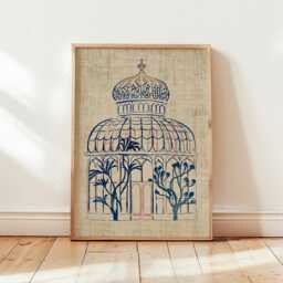 Glass Conservatory Poster, Cyanotype Botanical Wall Art, Blue Architecture - thumbnail 4
