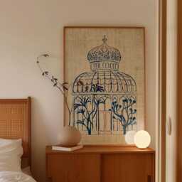 Glass Conservatory Poster, Cyanotype Botanical Wall Art, Blue Architecture - thumbnail 2
