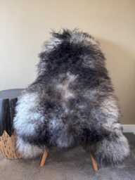 xl Large Icelandic Sheepskin Rug Long Wavy Wool, Natural Undyed Grey/Silver/White/Ivory/Black Colour - thumbnail 1