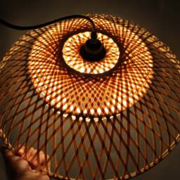 Bamboo Pendant Light Double Round Rustic Lighting - 50cm - thumbnail 3