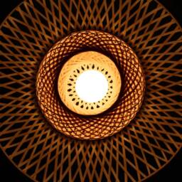 Bamboo Pendant Light Double Round Rustic Lighting - 50cm - thumbnail 2