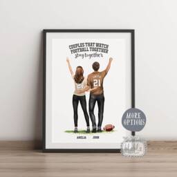 Football Couple Print, Personalised Poster, Quotes, Gifts For Couples, Portrait - thumbnail 2