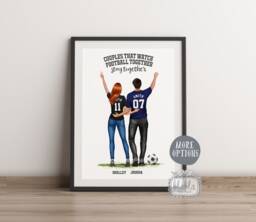 Football Couple Print, Personalised Poster, Quotes, Gifts For Couples, Portrait - thumbnail 1