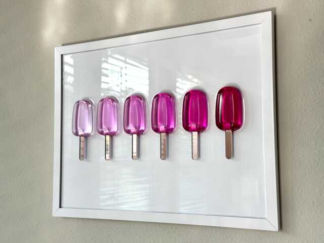 Pink Ombre Popsicle Resin Wall Art Handmade Pop Art Decor - 12x16 - image 1