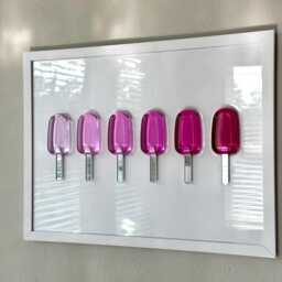 Pink Ombre Popsicle Resin Wall Art Handmade Pop Art Decor - 12x16 - thumbnail 2