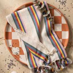 Rainbow Striped Beach Towel, Colorful Cotton Bath Turkish Peshtemal, Multipurpose Throw For Summer, Blanket Throw, Housewarming - thumbnail 2