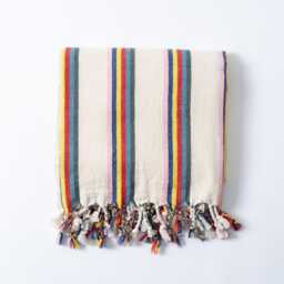 Rainbow Striped Beach Towel, Colorful Cotton Bath Turkish Peshtemal, Multipurpose Throw For Summer, Blanket Throw, Housewarming - thumbnail 4