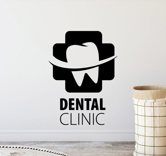 Dental Clinic Wall Decal Dentist Sign Logo Stomatology Teeth Office Tooth Poster Mural Gift Vinyl Sticker Decor Art Print S216 - image 1