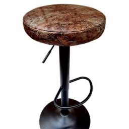 Custom Engraved Genuine Leather Adjustable Height Counter Top Stool/Barstool - Various Leather Colors Available Gl - thumbnail 4