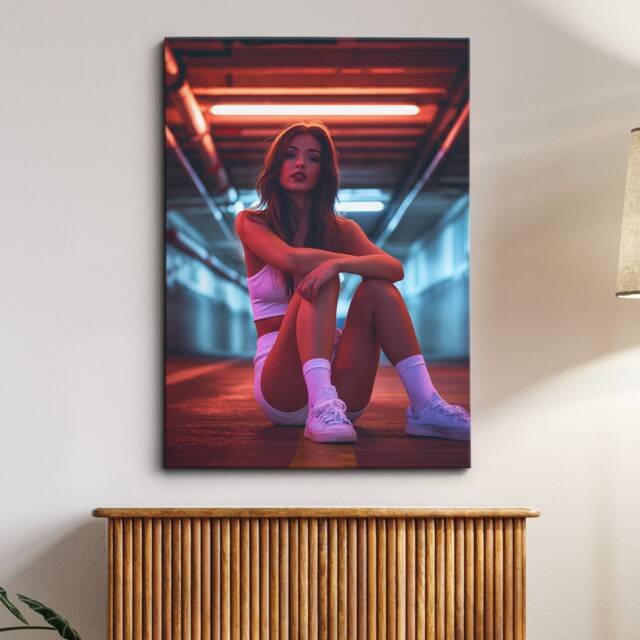 Girl in Tunnel Abstract Retro Cafe Framed Poster Print & Canvas Wall Decor Art Bedroom Home Interior Gift For Girls Womens - image 1