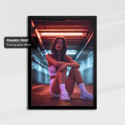 Girl in Tunnel Abstract Retro Cafe Framed Poster Print & Canvas Wall Decor Art Bedroom Home Interior Gift For Girls Womens - thumbnail 2