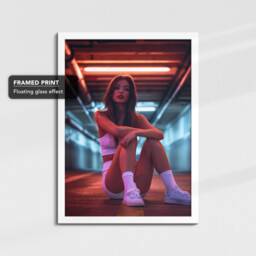 Girl in Tunnel Abstract Retro Cafe Framed Poster Print & Canvas Wall Decor Art Bedroom Home Interior Gift For Girls Womens - thumbnail 3