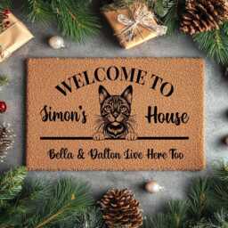 Cat Lover Christmas Gift - Personalized Pet Doormat- Unique Holiday Entryway Decor - thumbnail 2