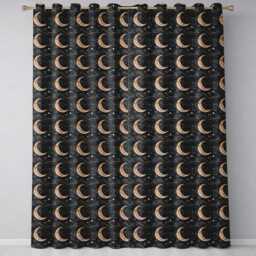 Ornate Crescent Moon Stars Celestial Seamless Pattern Readymade Eyelet Ring Top Thermal 100% Blackout Curtains - thumbnail 2