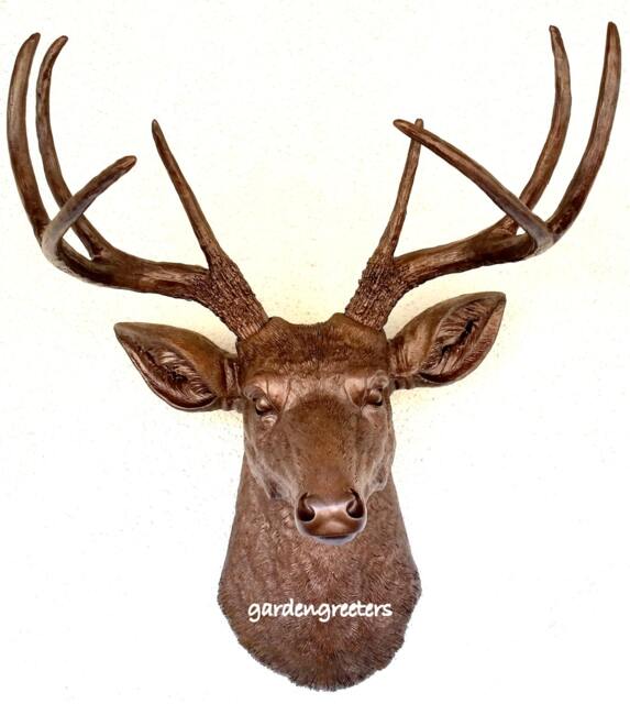 Faux Bronze Deer Head 8 Point Buck Wall Mount Decor - image 1
