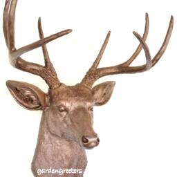 Faux Bronze Deer Head 8 Point Buck Wall Mount Decor - thumbnail 2