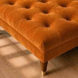 Handmade Deep Buttoned Chesterfield Coffee Table Custom Size - Vintage Velvet Burnt Orange - thumbnail 2