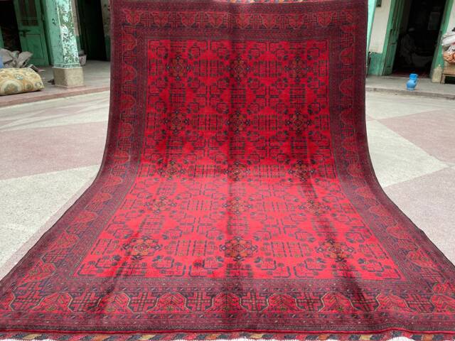 Afghan Rug, Custom Size, Best Quality Turkoman Traditional 100% Wool Handmade Bukhara Vintage Pattern Area Rug, Large Rug - image 1
