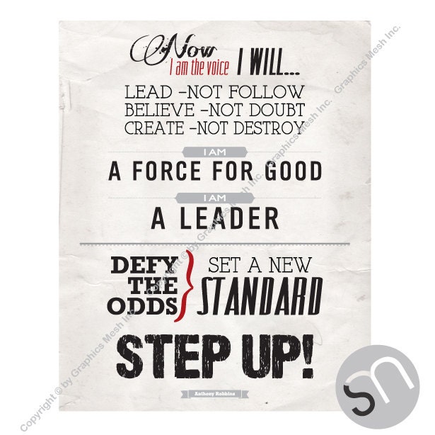 step Up Tony Robbins Motivational Poster - Instant Download Typography Art Print Inspirational Quote By Graphicsmesh - image 1