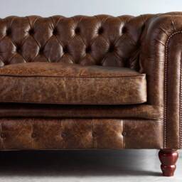 Chesterfield Real Leather Two/Three Seater Sofa Vintage Cognac Brown - thumbnail 3