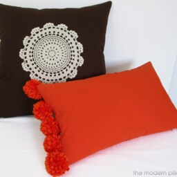 Orange Pom Decorative Throw Pillow Cover/Case Cushion Cotton 12x20 - thumbnail 3