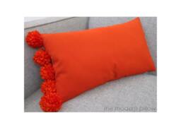 Orange Pom Decorative Throw Pillow Cover/Case Cushion Cotton 12x20 - thumbnail 1