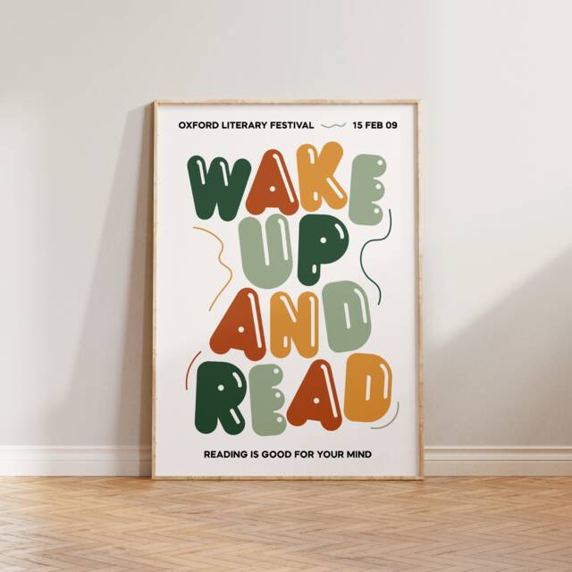 Book Wall Art Print, Reading Colourful Bedroom Prints, Retro Literary Festival Poster, Library Art, Room Decor - image 1