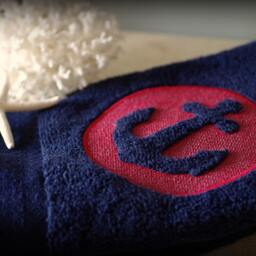 Embossed Embroidered Anchor Bath Hand Towel - 16x30 Beach Decor House Nautical - thumbnail 2