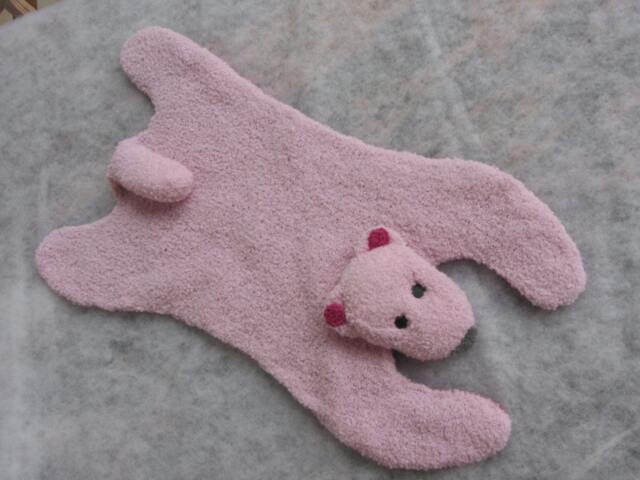 All Natural Alpaca/Wool Pink Bear Rug - image 1
