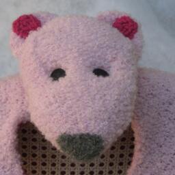 All Natural Alpaca/Wool Pink Bear Rug - thumbnail 4