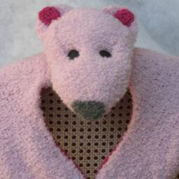 All Natural Alpaca/Wool Pink Bear Rug - thumbnail 2