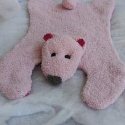 All Natural Alpaca/Wool Pink Bear Rug - thumbnail 3
