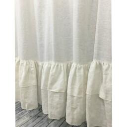 A Pair Of Linen Curtains With Double Rows Mermaid Long Ruffles, Ruffled Curtains, Extra Country Curtains Cottage Style - thumbnail 3