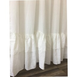 A Pair Of Linen Curtains With Double Rows Mermaid Long Ruffles, Ruffled Curtains, Extra Country Curtains Cottage Style - thumbnail 2