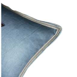 Embroidered Moth Linen Pillow Slate Blue Decorative Lumbar - thumbnail 4