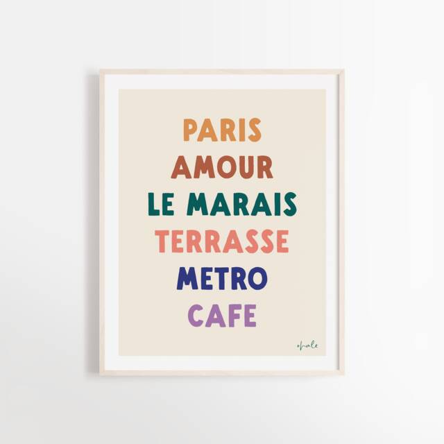 Paris Travel Art Print French Cafe, Metro, Amour - Matte - image 1