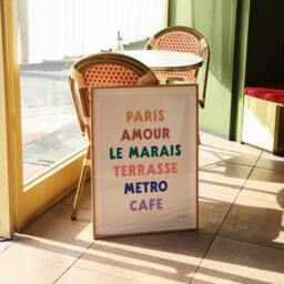 Paris Travel Art Print French Cafe, Metro, Amour - Matte - thumbnail 2