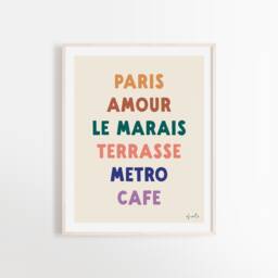 Paris Travel Art Print French Cafe, Metro, Amour - Matte - thumbnail 1