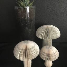 Recycled Book Mushroom Sculpture, Sustainable Paper Art - thumbnail 4
