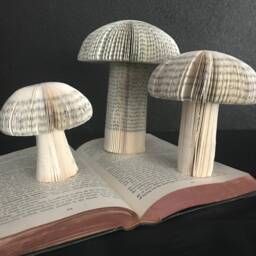 Recycled Book Mushroom Sculpture, Sustainable Paper Art - thumbnail 1