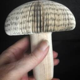 Recycled Book Mushroom Sculpture, Sustainable Paper Art - thumbnail 3