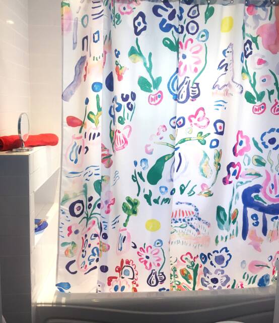 Floral Watercolor Shower Curtain, Artist Design, Waterproof Fabric - image 1
