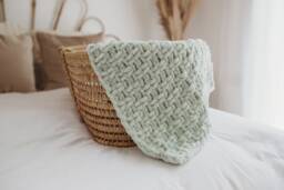Sage Knit Baby Blanket Soft Mint Green Car Seat Blanket - thumbnail 1