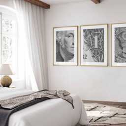 Dollar Bill Set Of 3 Posters - Money Wall Art Luxury Monochrome Poster Motivation Vintage - thumbnail 2