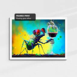 Ant Toasting Drink Glasses Art Abstract Oil Painting Framed Poster Print & Canvas Wall Living Home Decor Interior Gift - thumbnail 3