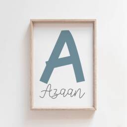 Boys Personalised Name Print, Bedroom Decor, Nursery Wall Art, Muted Blue, Playroom Prints, Art - thumbnail 2
