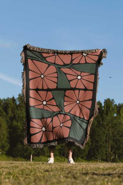 Autumn Colors Matisse Style Floral Woven Blanket - image 1