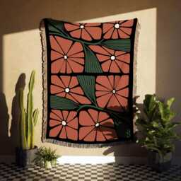 Autumn Colors Matisse Style Floral Woven Blanket - thumbnail 3